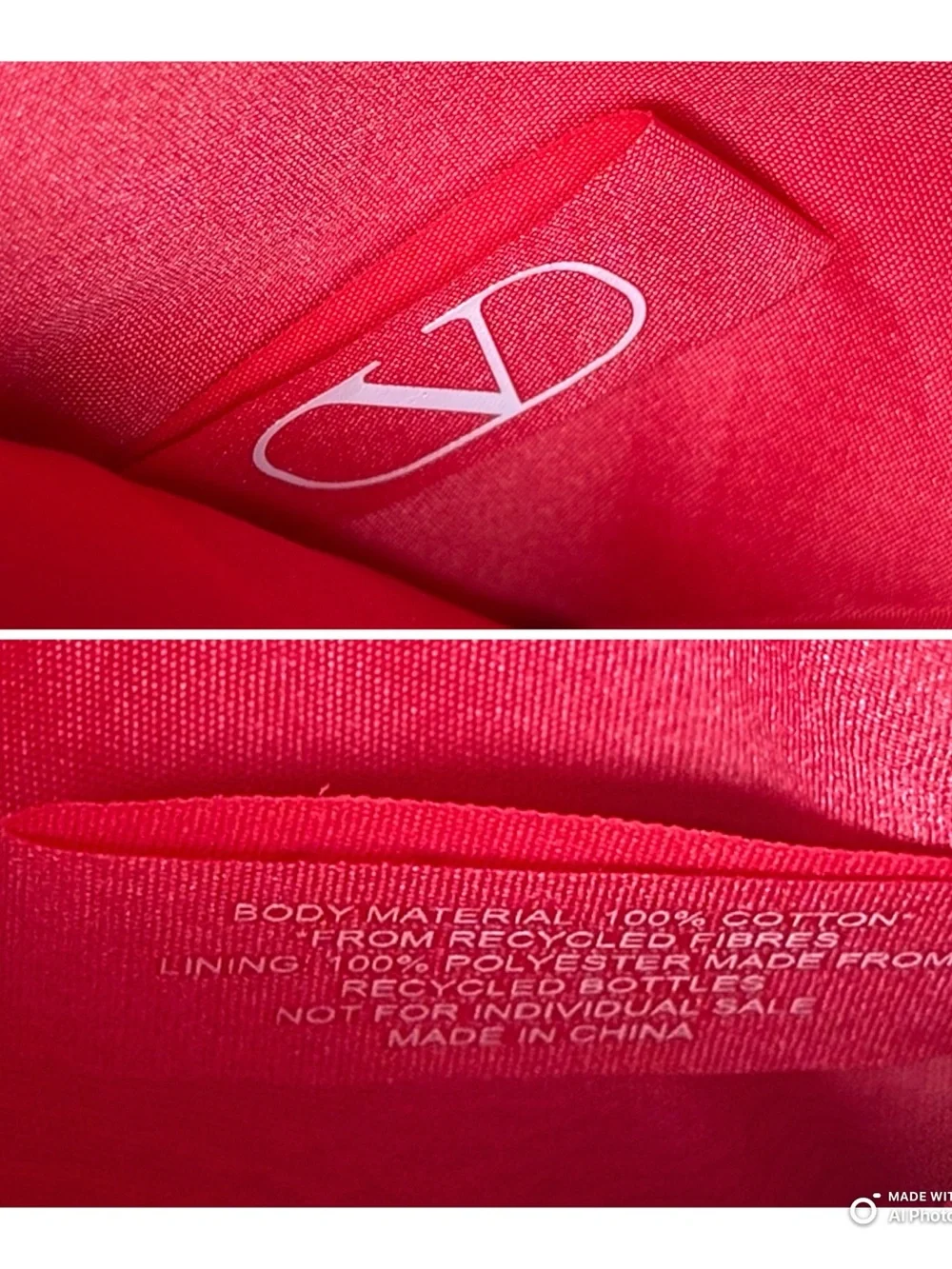 NWT Valentino Beauty Red Cotton Canvas V Logo Cosmetic Pouch Makeup Bag Travel